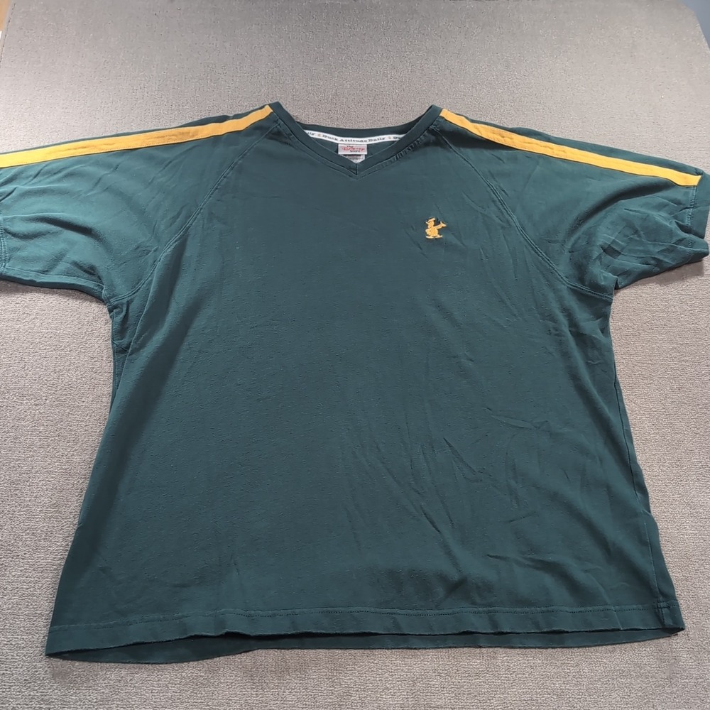 Disney Store Donald Duck Heavy Cotton Green Mens Shirt XL Extra Large Yellow